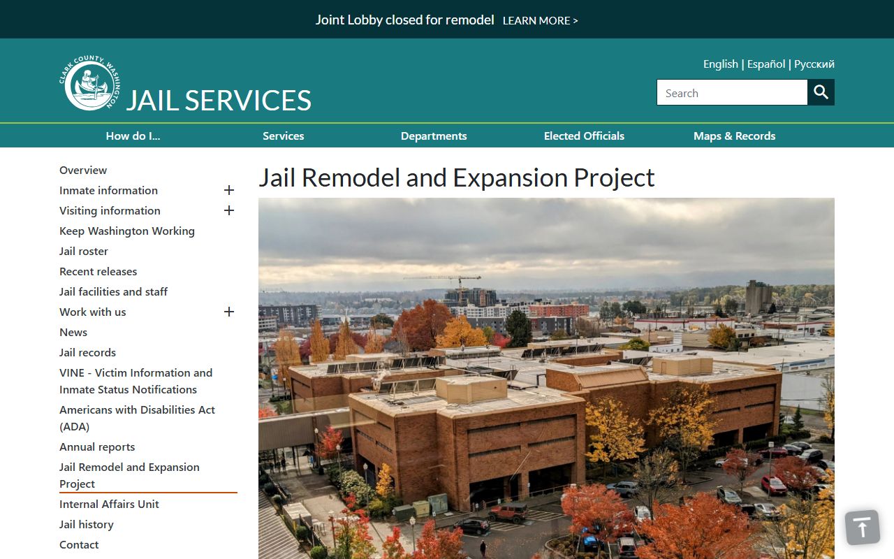 Clark County Jail Work Center remodel and planned J Pod inmate beds